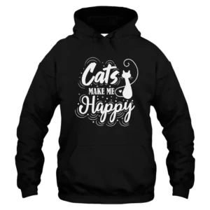Cat Make Me Happy Hoodie - Black