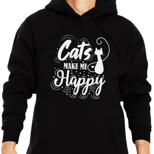 Cat Make Me Happy Hoodie - Black