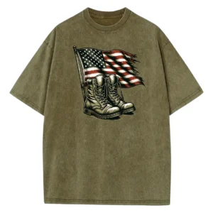 Flag And Boots Army Washed Tshirts