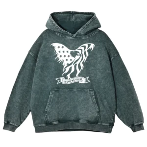 In God We Trust Eagle Army Washed Pullover Hoodie