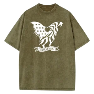 In God We Trust Eagle Army Washed Tshirts